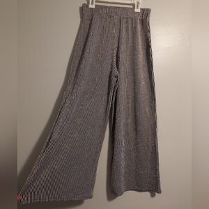 Caution to the Wind Black and White Striped Cropped Wide Leg Capri Pants